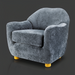 Surya Perch Accent Chair, minimalist modern design with medium gray polyester upholstery and light brown wooden feet.