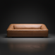 Surya Alba ALBA-002 brown leather sofa with clean lines and low profile.