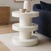 Cream iron Surya Roth End Table with tiered shelves, high gloss finish, 24"H.