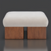 Surya Mirava Ottoman, ivory polyester upholstered top, brown stained rubber wood base.