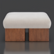 Surya Mirava Ottoman, ivory polyester upholstered top, brown stained rubber wood base.
