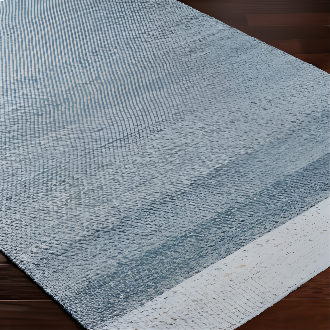 Surya Abby ABB-2302 hand-woven blue and white recycled PET yarn area rug with subtle texture.