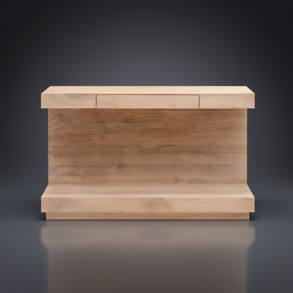 Surya Coburn Console Table, minimalist modern brown lacquered mango wood with soft-close drawer and plinth base.