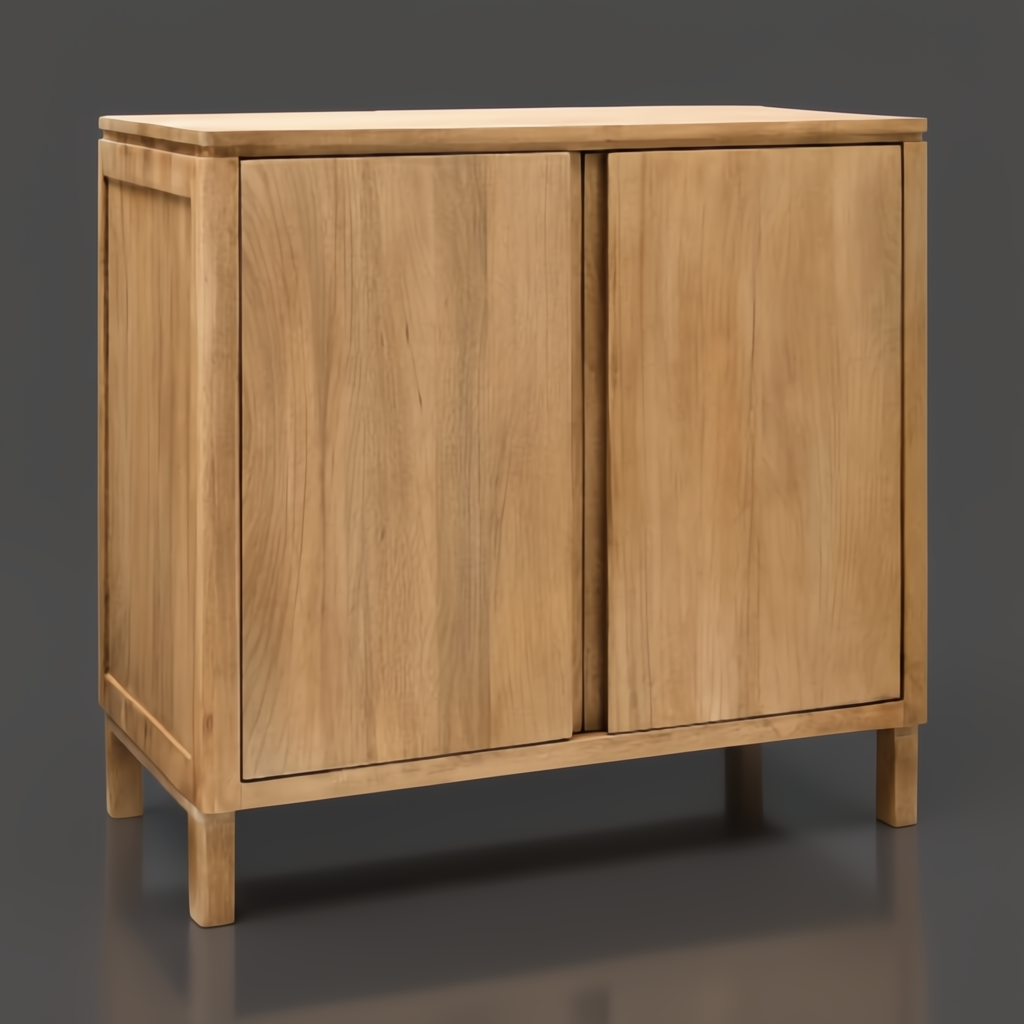 Surya Silas Cabinet: brown stained mango wood, Scandinavian modern indoor storage cabinet.