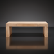 Surya Coburn minimalist modern coffee table, light brown mango wood, with a single drawer.