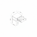 Technical drawing of the SuryaAnello End Table with a brown top, brown/metallic brass base, and an open drawer, showing dimensions.