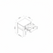 Technical drawing of the SuryaAnello End Table with a brown top, brown/metallic brass base, and an open drawer, showing dimensions.