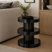 Black iron Surya Roth End Table with a minimalist modern design, 24"H x 20"W x 20"D.