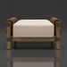 Surya Porta Ottoman with a beige Sunbrella cushion, brown hand-painted aluminum base, and woven accents.