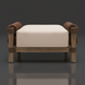Surya Porta Ottoman with a beige Sunbrella cushion, brown hand-painted aluminum base, and woven accents.