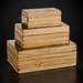 Surya Cane Garden decorative box set: three stacked, rectangular boxes made of natural bamboo with dark brown accents.