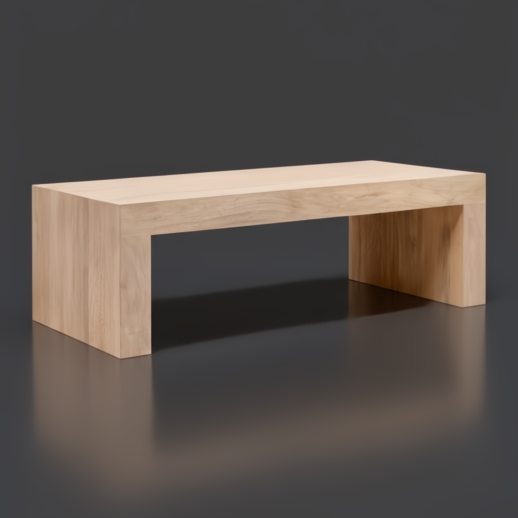 Surya Coburn minimalist modern coffee table, light brown mango wood, 48"W x 16"H.