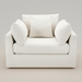 Surya Capitola white polyester-linen accent chair with three pillows, 34"H x 47"W x 44"D.
