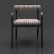 Surya Antibes dining arm chair with multi-color striped Sunbrella upholstery and black aluminum frame.