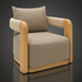 Surya Palma outdoor swivel chair with light brown Sunbrella fabric and natural teak wood frame.