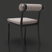 Surya Antibes dining chair with black powder-coated aluminum base and striped Sunbrella acrylic cushions.
