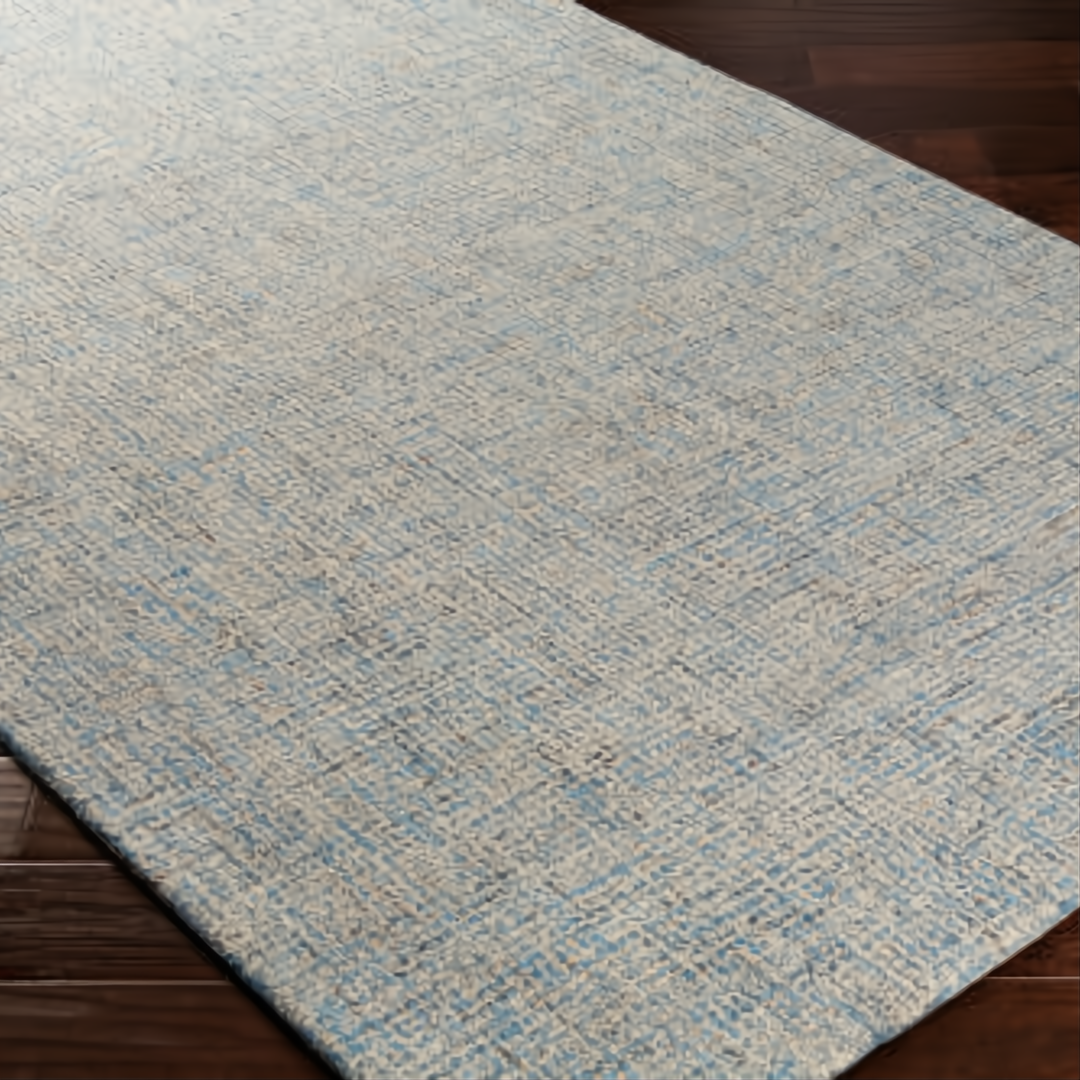 Surya Aiden AEN-1001 hand-tufted wool area rug in light blue and cream, featuring a medium pile.