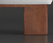 Close-up of a brown rubber wood ottoman leg with a light polyester top.