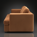 Surya Cahill modern camel polyester sofa with charcoal rubber wood base.
