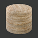 Camel Surya Denpasar Pouf, 18-inch cube, with woven jute and cotton top and raw edge detail.