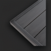 Close-up of the black hand-painted aluminum top of the Surya Fairborn Fire Table, showing its slatted design.