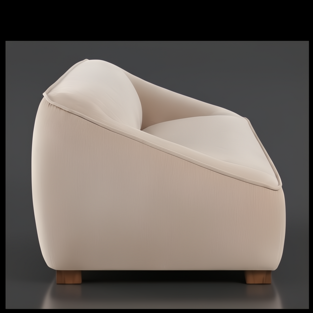Beige Alba Sofa with a clean, modern profile, 100% polyester cover, and structured seating.