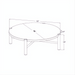 Outline drawing of a round coffee table with dimensions: 50"W x 50"D x 19"H.