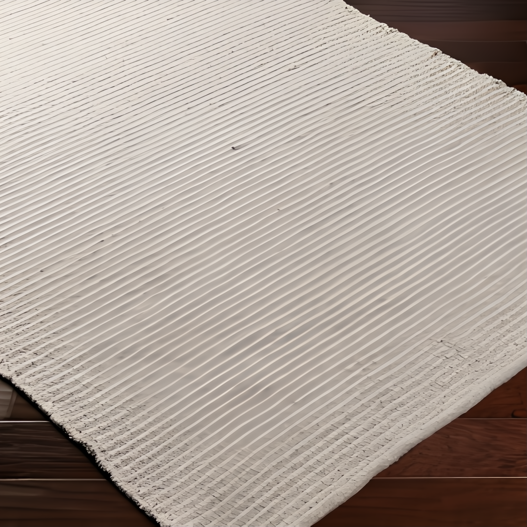 Surya Azalea AZA-2315 hand-woven rug, light beige with subtle ribbed texture, made from recycled PET yarn.