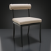 Surya Antibes Dining Chair with beige Sunbrella upholstery, quick-dry foam, and black aluminum base.