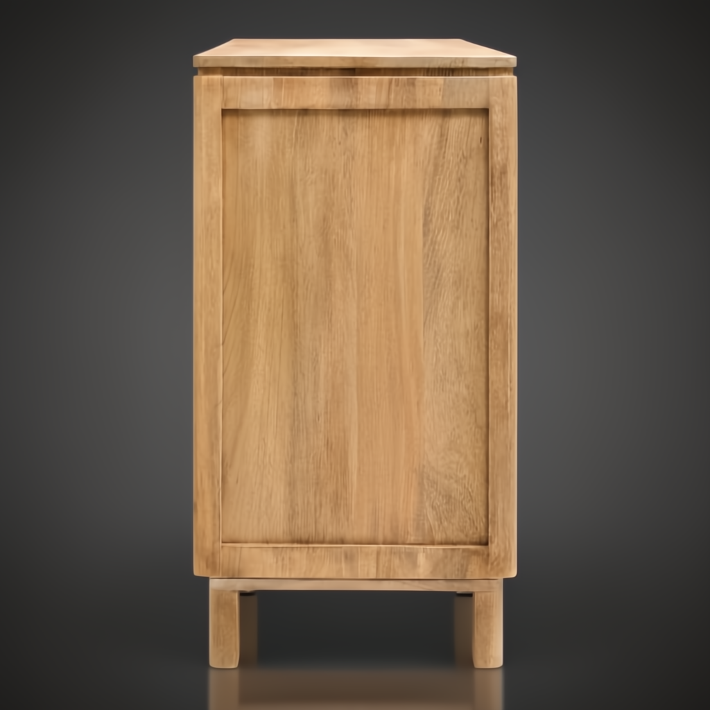Surya Silas Cabinet: Scandinavian modern brown stained mango wood storage cabinet, 30"H x 32"W x 16"D.