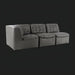 Black 100% leather Surya Oryan modular sofa with structured, tufted design.