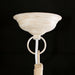 Distressed off-white ceiling canopy and chain hanging mechanism with rope detail for Surya Braylee Chandelier.