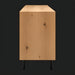 Modern Surya Molander sideboard with natural oak veneer top and black steel legs.