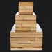 Surya Cane Garden decorative box set, natural bamboo and dark brown hand-painted wood, stacked.