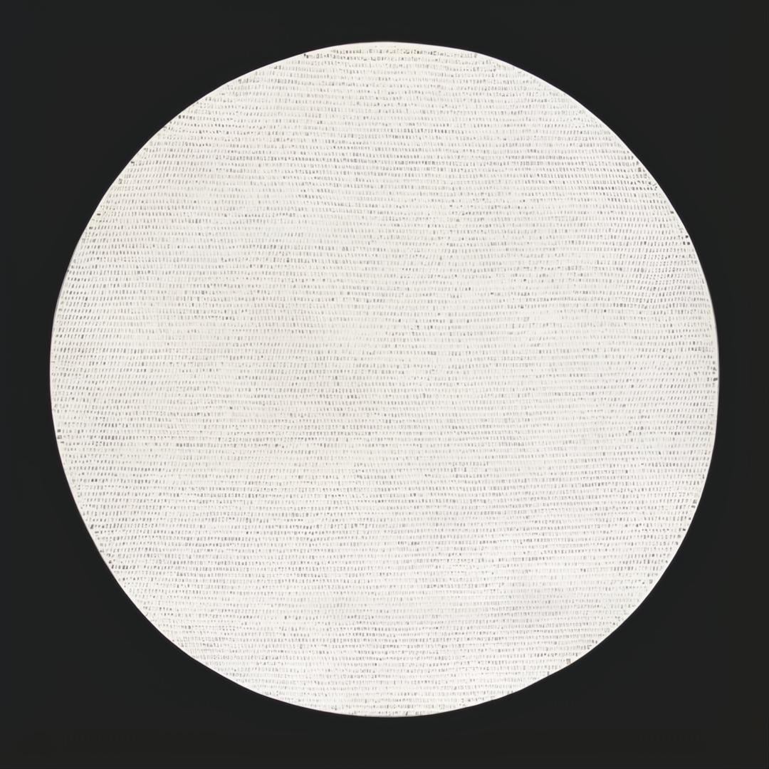 Surya Azalea AZA-2326 round area rug, light beige, black, and light gray, hand-woven recycled PET yarn.