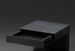 Surya Coburn black mango wood end table with a single open drawer, minimalist modern design.