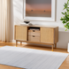 Light gray Surya Fresno FNO-2304-P area rug with subtle stripes on a light wood floor.