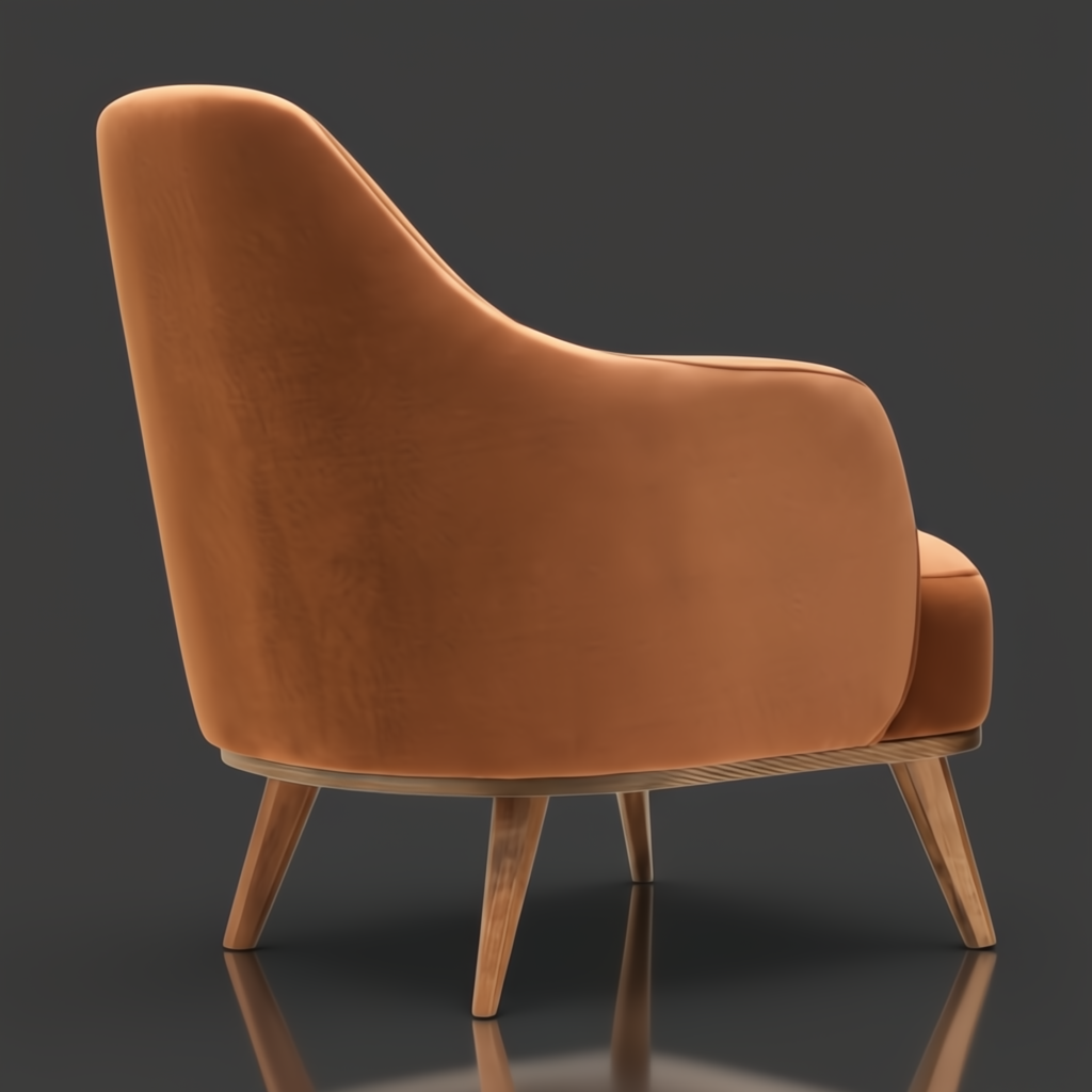 Surya Fantino accent chair with brown polyester upholstery and camel beechwood base.