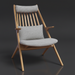 Surya Acworth accent chair with light wood frame, slatted back, and medium gray fabric cushions.