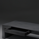 Surya Coburn black brushed mango wood coffee table with an open soft-close storage drawer.