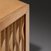 Surya Lulea Cabinet, beige natural ash wood veneer with textured 3D patterned doors.