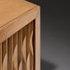 Surya Lulea Cabinet, beige natural ash wood veneer with textured 3D patterned doors.