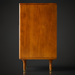 Madri dresser, minimalist modern design, brown poplar wood, with tapered legs and brass accents.