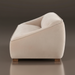 Surya Alba ALBA-001 sofa, a spacious beige polyester sofa with rounded arms and wooden feet.