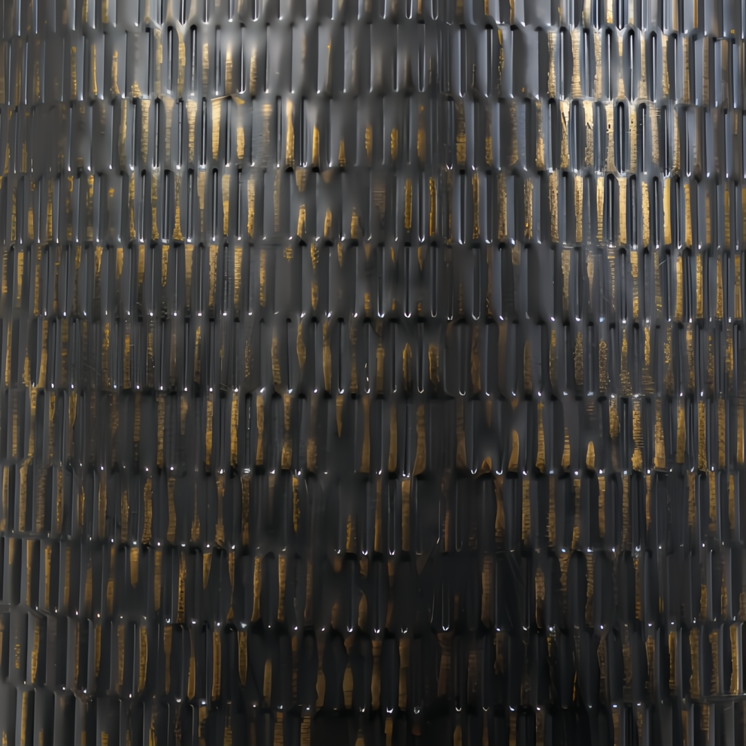 Close-up of the Surya Amenet End Table's black iron with hammered detailing and gold accents.
