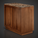 Mid-century modern brown white oak cabinet with a marble top and two doors.