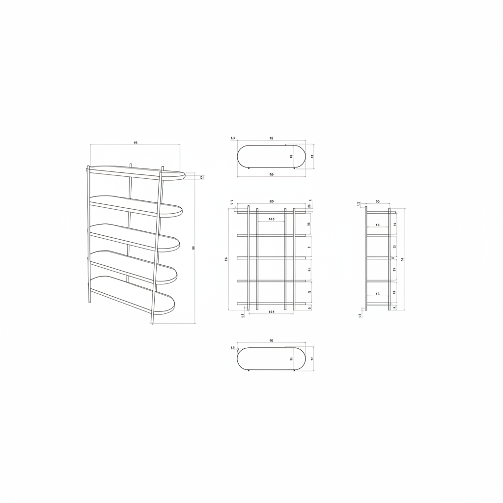 Technical drawing of the Surya Pearson Bookcase with dimensions.