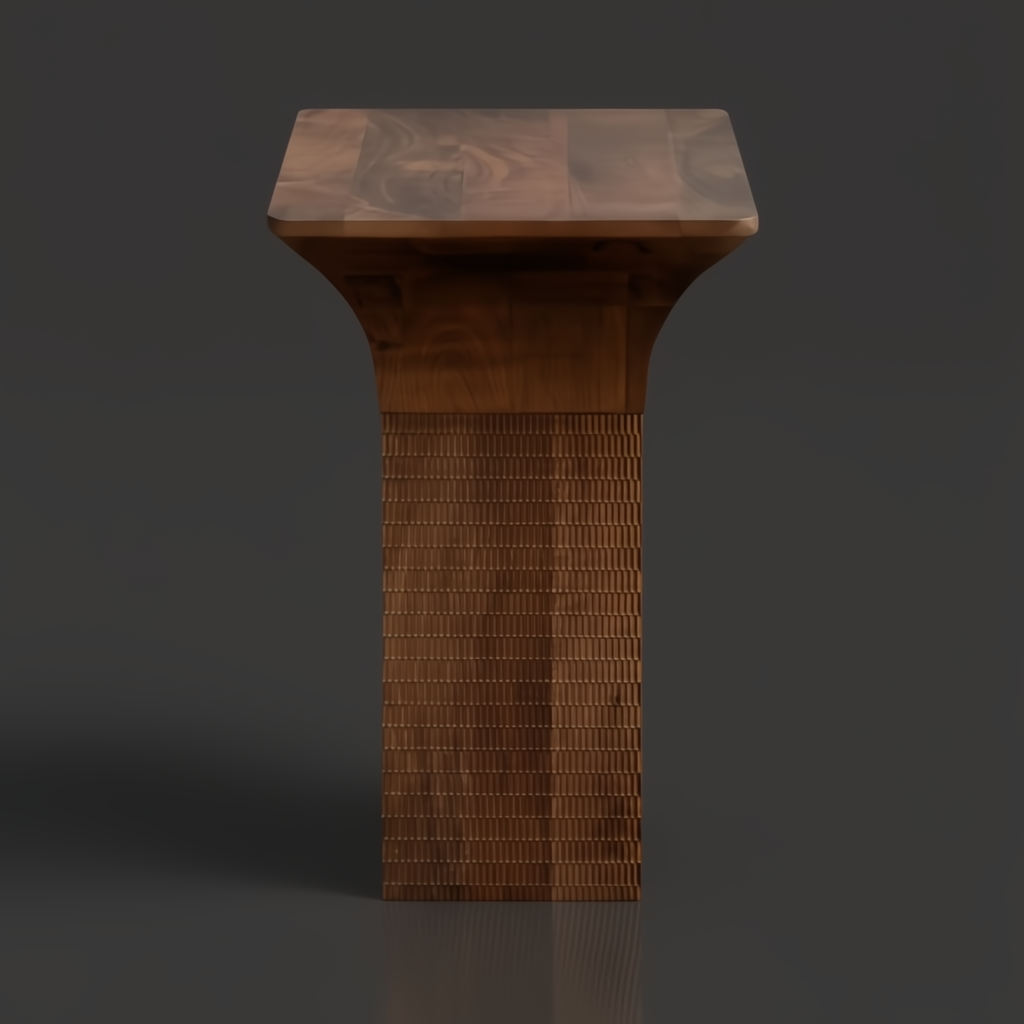 Surya Langford brown mango wood end table with a minimalist modern design and textured base.