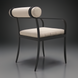 Surya Antibes dining chair with black aluminum frame and cream Sunbrella® fabric cushions.