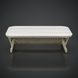 Cream powder-coated aluminum coffee table with handwoven PE rope detail and rectangular 48-inch profile.